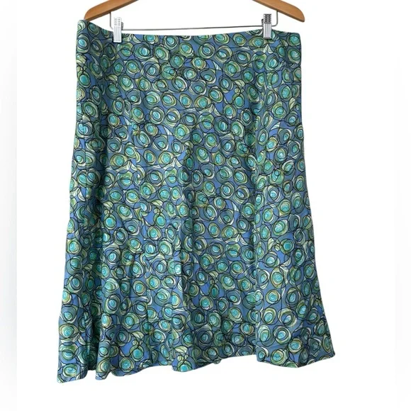 Leslie Faye Blue and Green Patterned Women's Skirt Size 18 - Picture 1 of 3